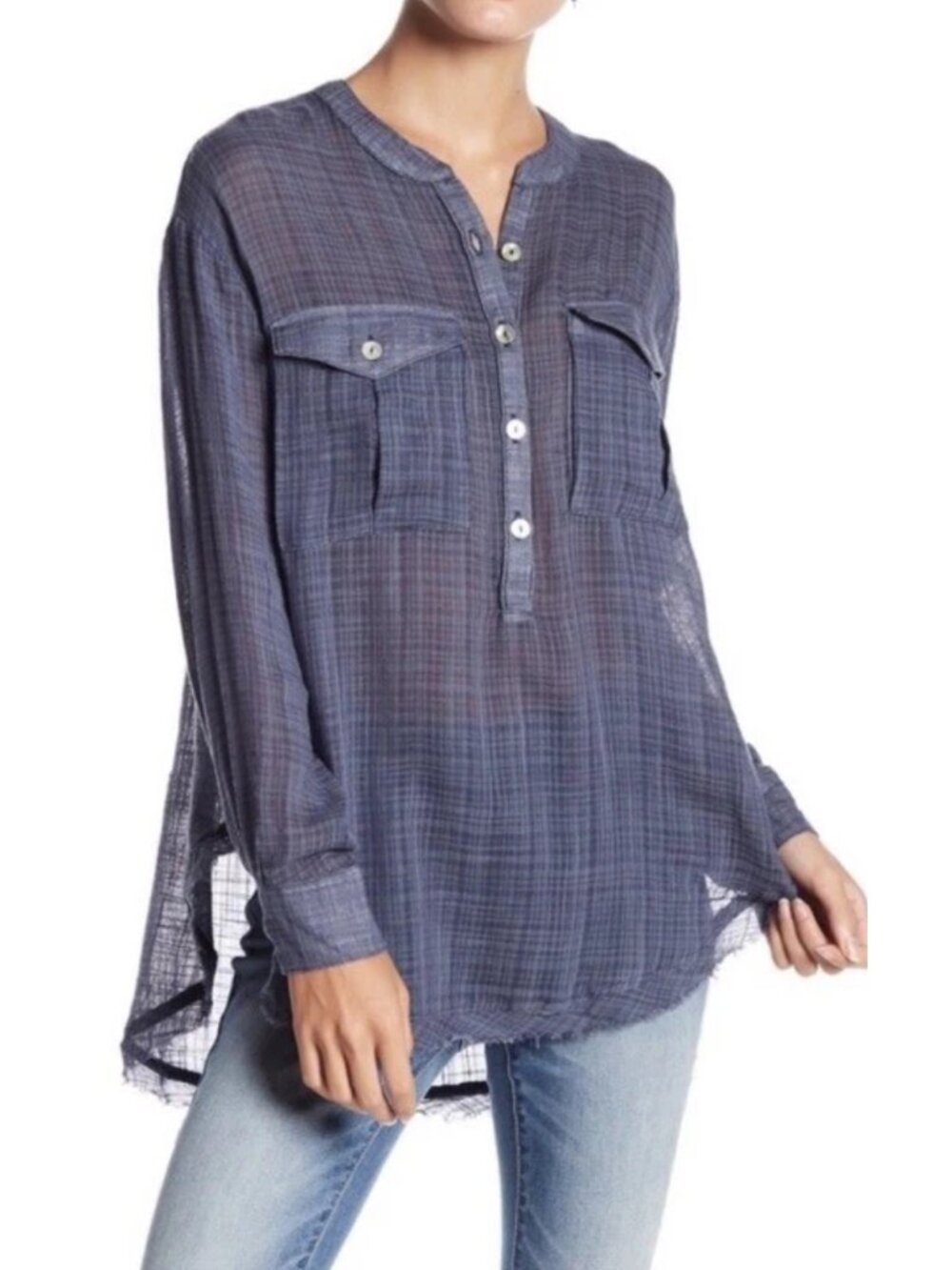 Free People Talk To Me Gauze Popover Shirt